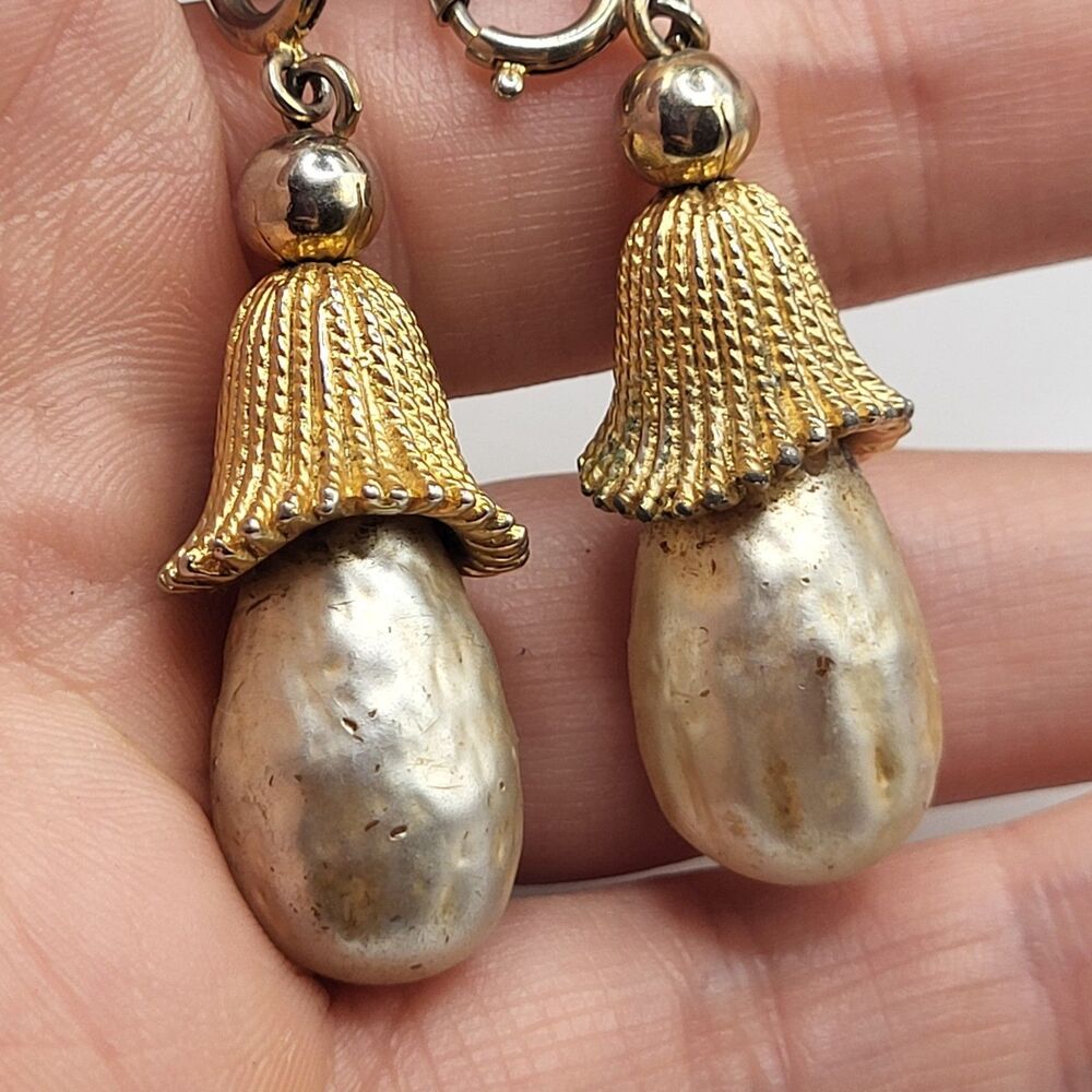 Set of 2 Pearl Tassel Drop Earring/Necklace addition 2in